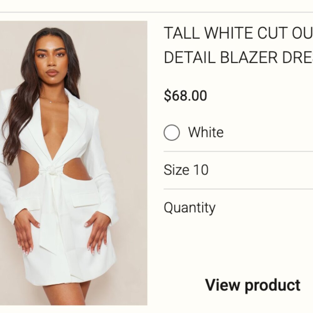 Tall White Cut Out Detail Blazer Dress